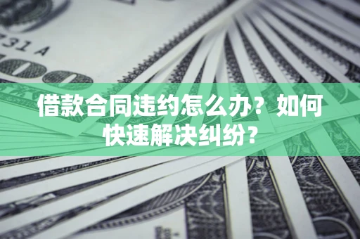 武汉借款合同违约怎么办？如何快速解决纠纷？